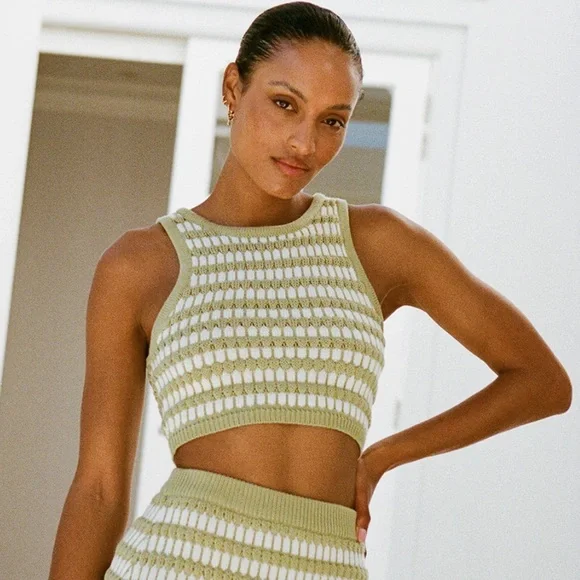 Keyana Knit Crop Tank Top - Picture 2 of 3